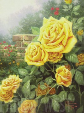 Una rosa amarilla perfecta Thomas Kinkade Pinturas al óleo